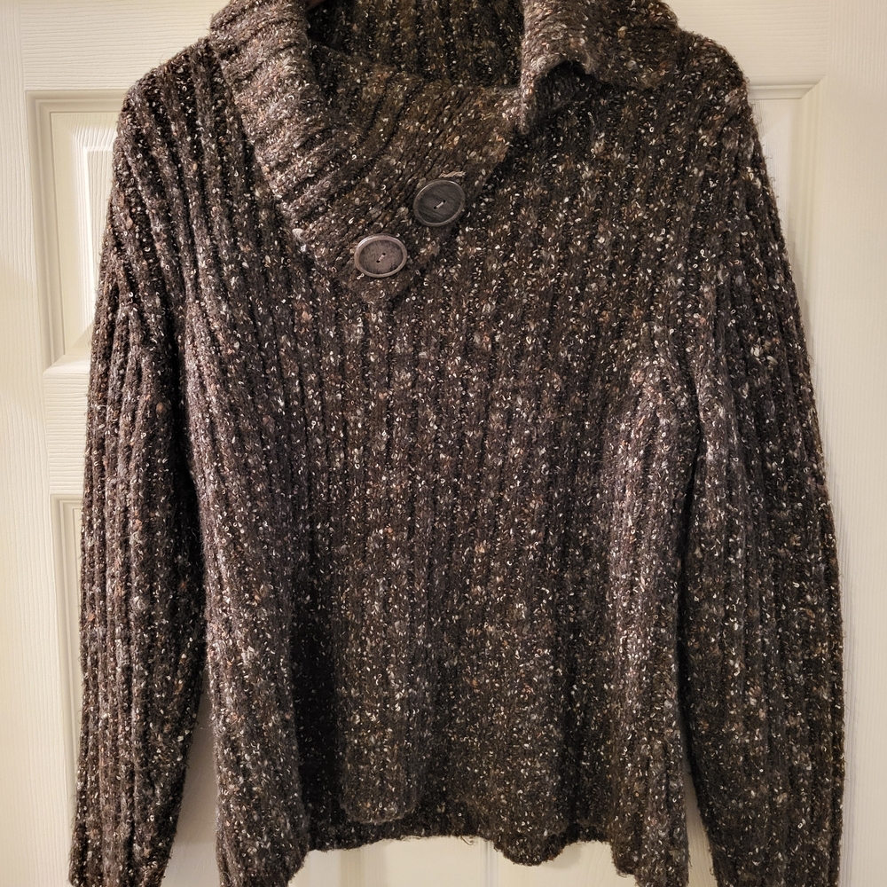 April Cornell Chunky Speckled Knit Sweater - Brown, Cream & Tan
